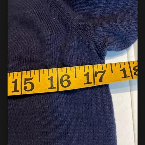 Lilly Pulitzer Sweater Pullover Sz L Navy Blue White V-Neck Pocket Gold Accent - Picture 5 of 5